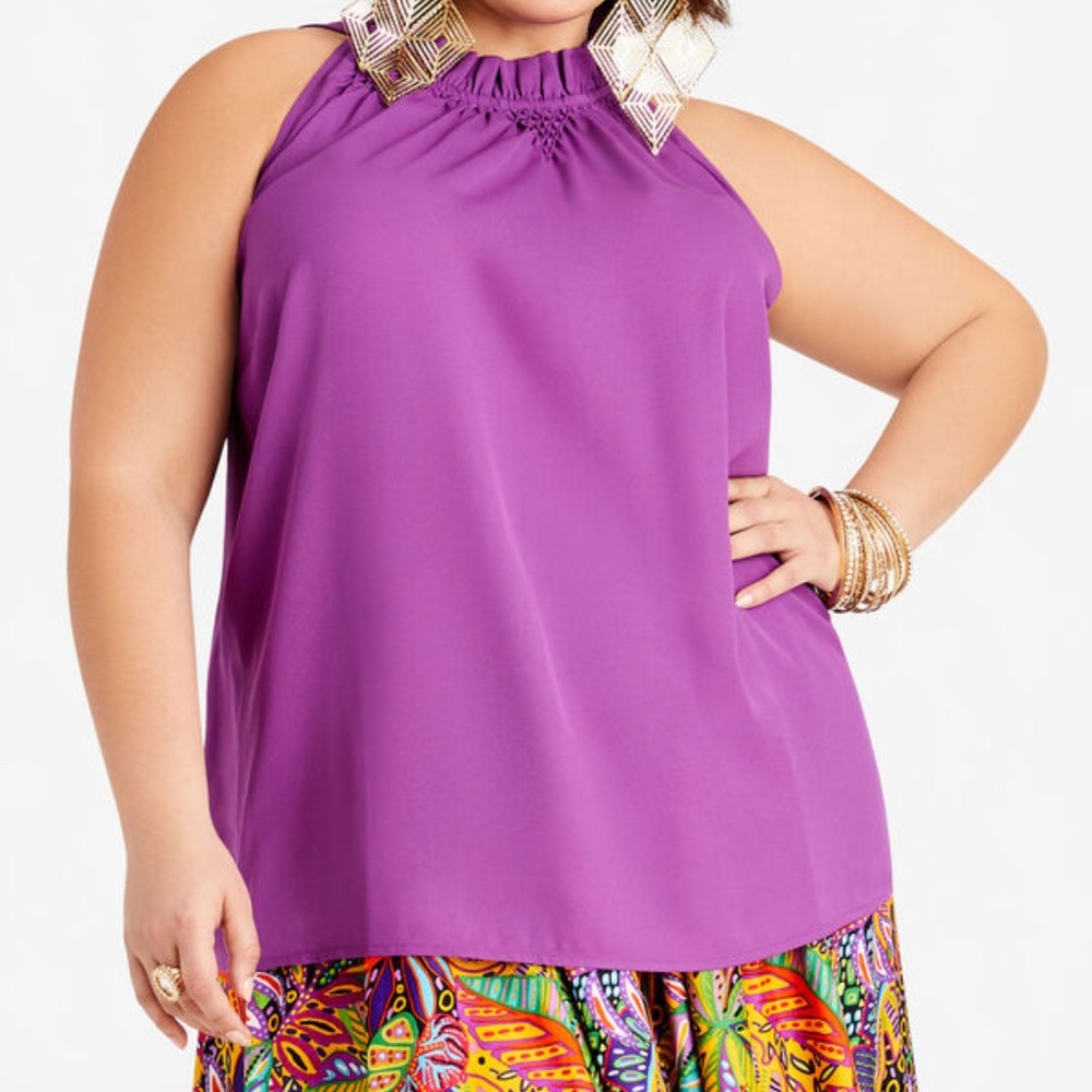 Sleeveless Smocked Neck Blouse